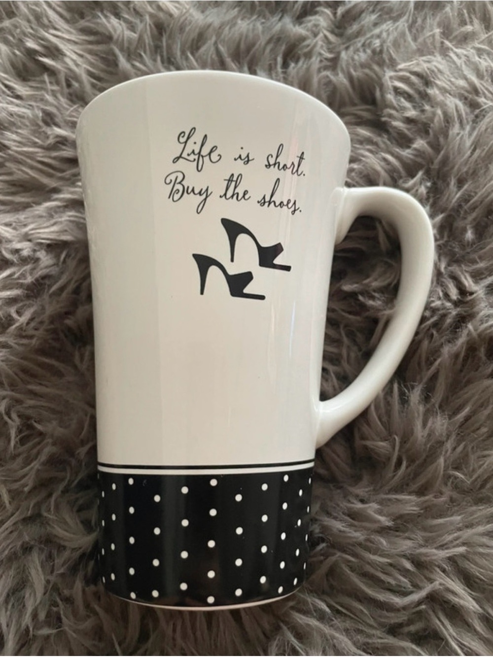 Barbie White and Black Polka Dot Ceramic Mug